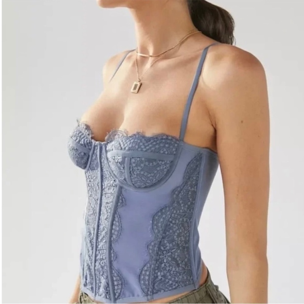 Urban outfitters coquette Corset fairy grunge lace blue lingerie ethereal small - Picture 7 of 13